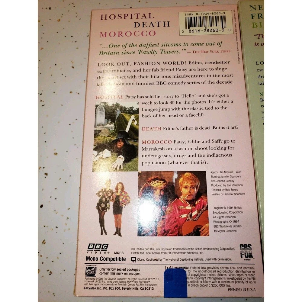 Absolutely Fabulous - Set. 2, Pt. 1 & 2(VHS, 1995) CBS FOX BBC